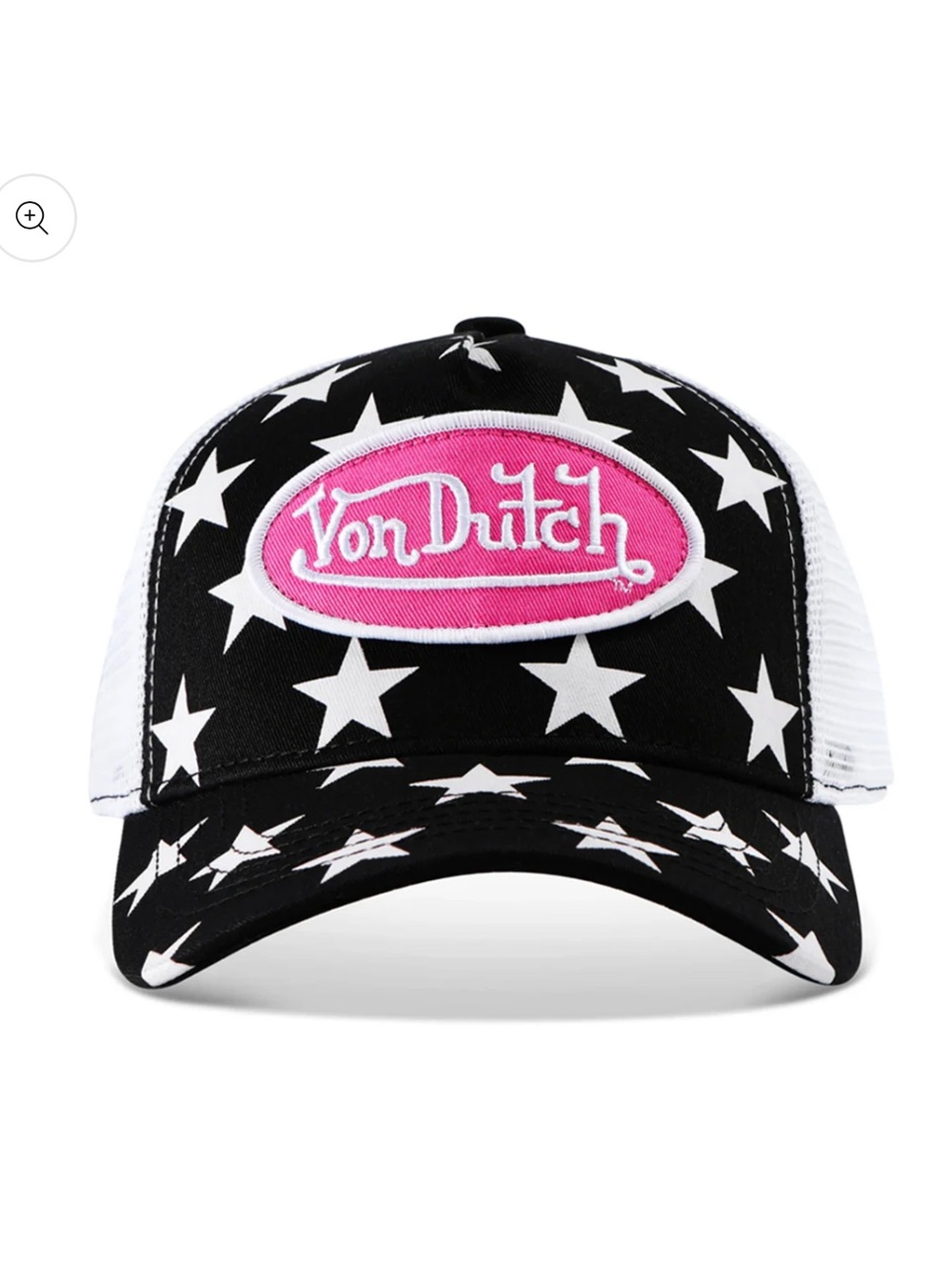 Von Dutch Star Print Trucker Hat - Black & Pink